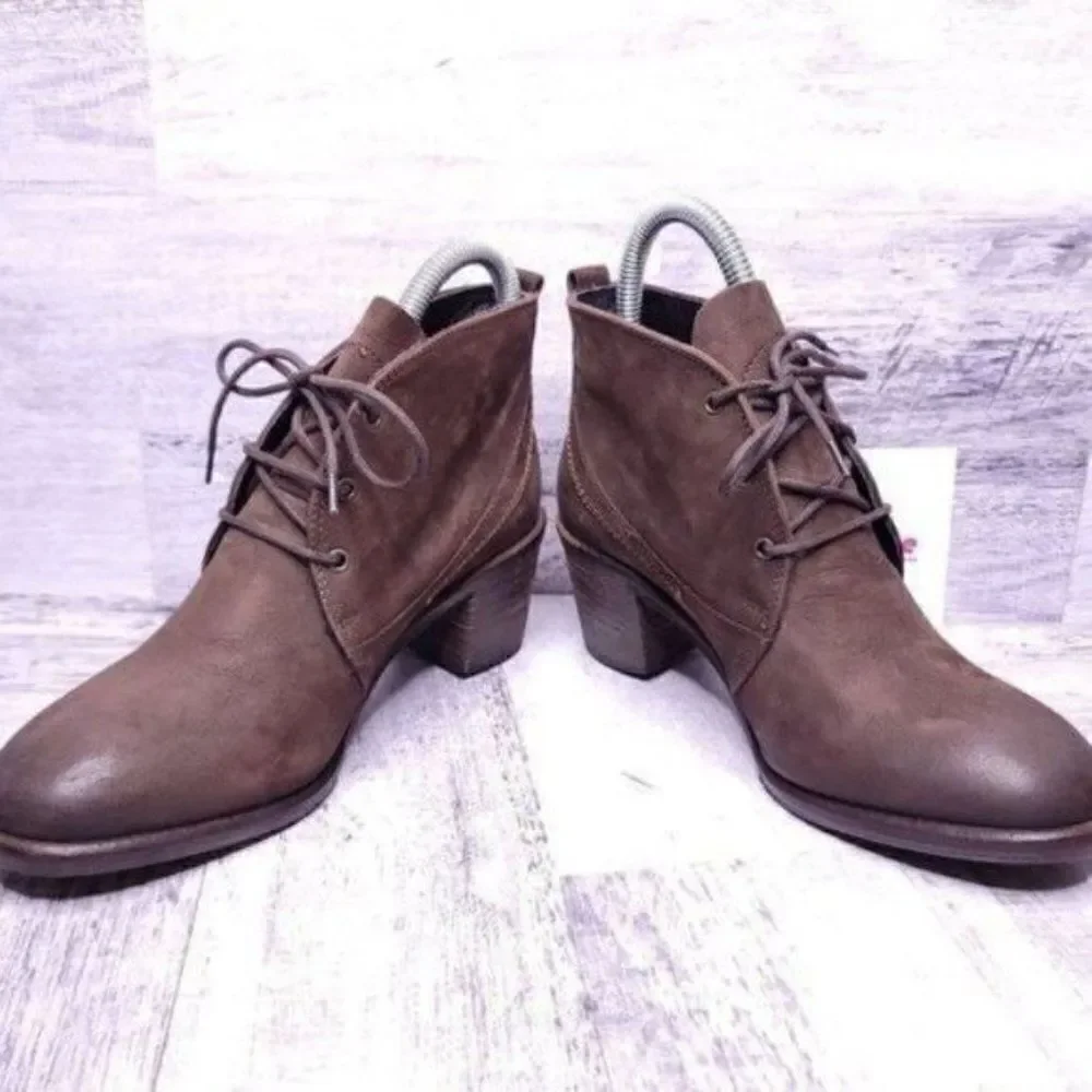 Barney's New York Leather Italian Heeled Oxford Boot Brown sz 36 Women's sz 5.5 - Picture 5 of 8